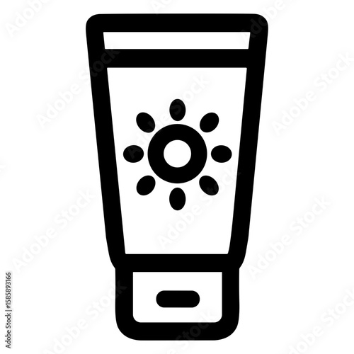 Simple Line Art Sunscreen Tube with Sun Icon for Skin Protection