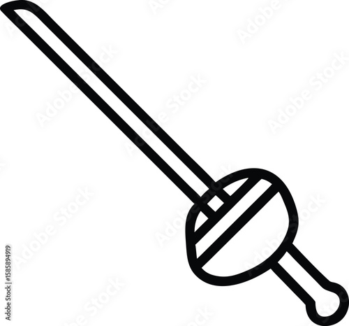 Rapier sword simple outline illustration for fencing hobby and medieval reenactment
