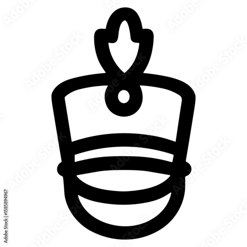 Simple Line Art Drum Major Hat Outline Minimalist Style Icon Design