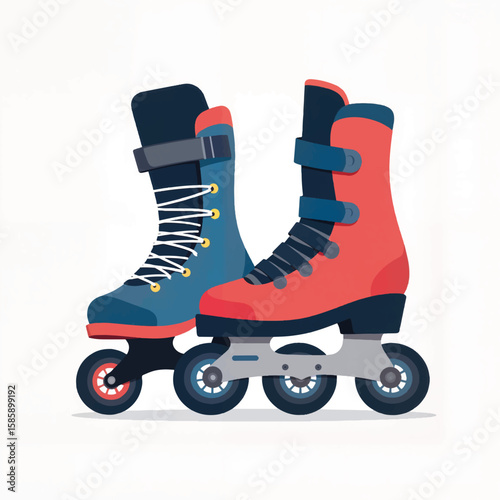 Colorful roller skates in modern design on white background  