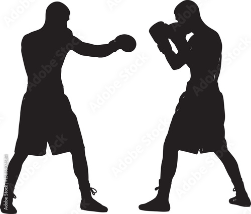 Boxers in Stance Silhouette Illustration