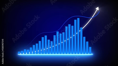 Business growth concept in allusive graph chart showing marketing sales profit increasing to future target . Excellent financial status of corporate business rise up arrow. business concept chart