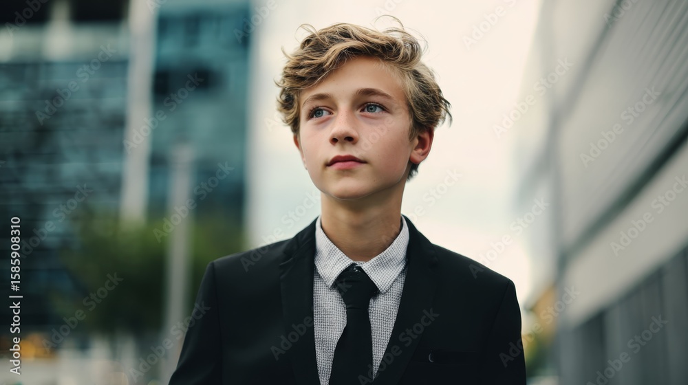 custom made wallpaper toronto digitalyoung Caucasian teenager boy in business attire look smart and confident at city street