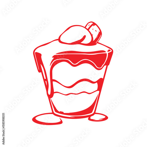 Pudding with caramel topping vector design illustration.