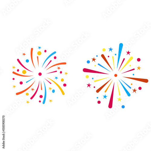 Colorful Fireworks Burst Vector Illustration