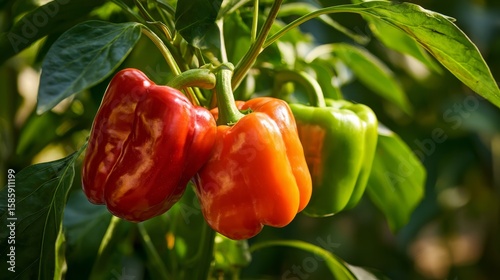 bell pepper on plantation garden	
