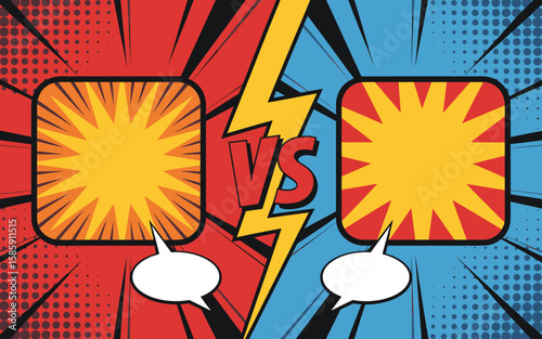 Comic Book Style Versus Battle Background Red vs Blue