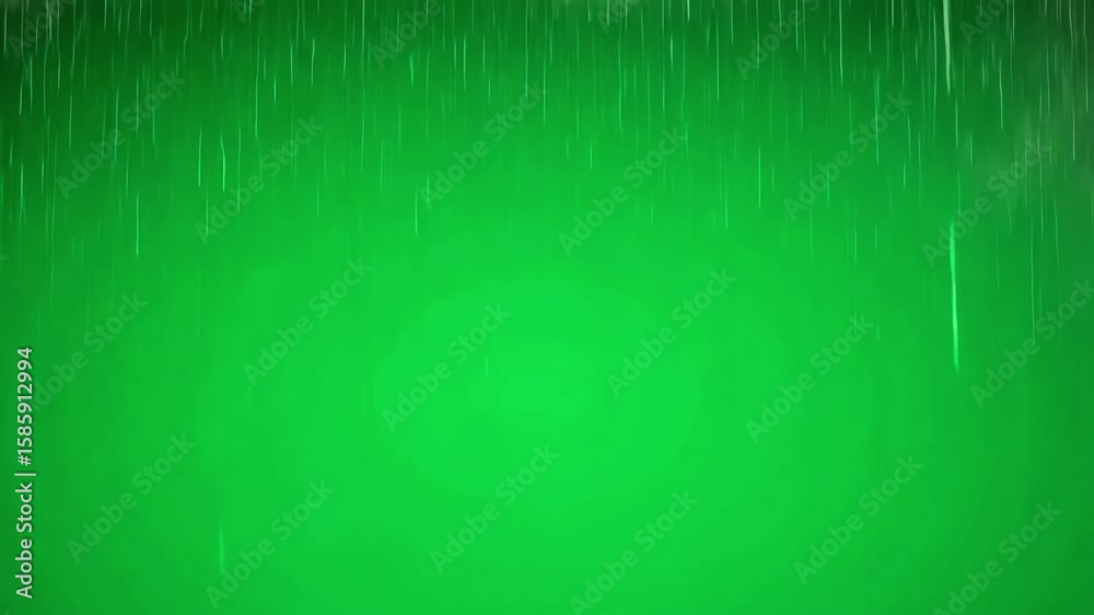 Emerald green background with animated rain streaks, ideal for overlay and motion graphic elements with calming hues.