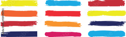 Colorful paint strokes. Set of colorful brush strokes, lines, Brush stain. Rectangle brush collection. Grungy brushes collection. permanent marker pen stroke set Vector black paint brush