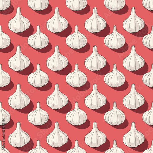 Fresh garlic bulbs pattern design for culinary artistry and healthy living