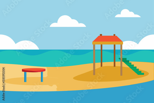 isolated seaside playground with view of ocean