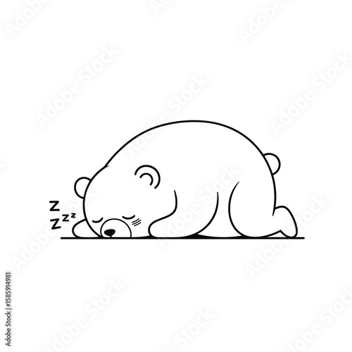 Adorable chubby white bear sleeping soundly peaceful slumber cute animal illustration