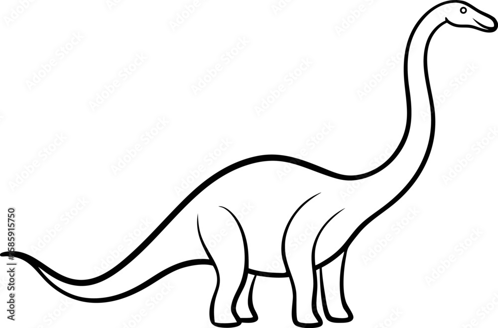 Fototapeta premium Continuous Single Line Art Brontosaurus