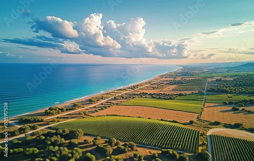 Aerial view of Costa Brava Nord. Landscape Catalonian. A diverse Country. Emporda.	