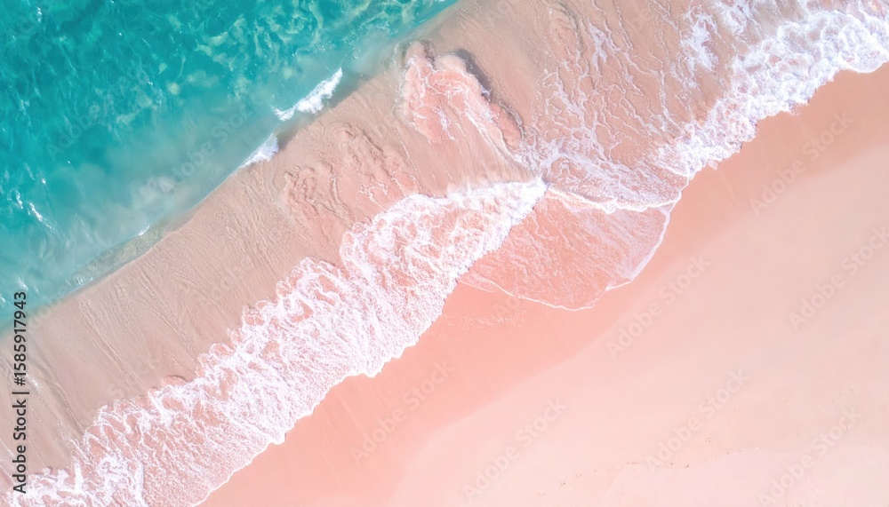 Fototapeta premium Aerial View Of Pink Sand Beach With Turquoise Water