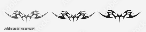 Cool Neo-Tribal Signs Set. Cybersigilism Tattoo Shapes.