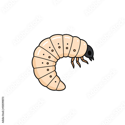 Adorable illustration of a grubs curled up ready to grow and thrive in soil