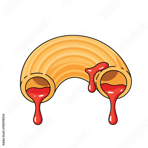 Delicious elbow macaroni covered in rich tomato sauce dripping down