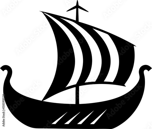 Viking Longship With Vegvisir Norse Compass Sail