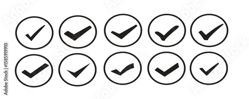 PrintCheck mark icon set with editable strokes.Blue Verified badge icon set. Set of check mark icons.