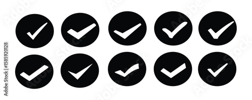 Check mark icon set with editable strokes.Blue Verified badge icon set. Set of check mark icons.