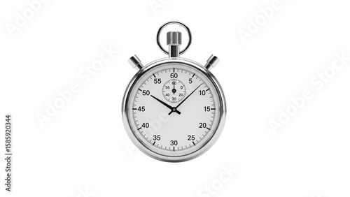 Фотография A highly detailed silver stopwatch against a stark black background showcases pr