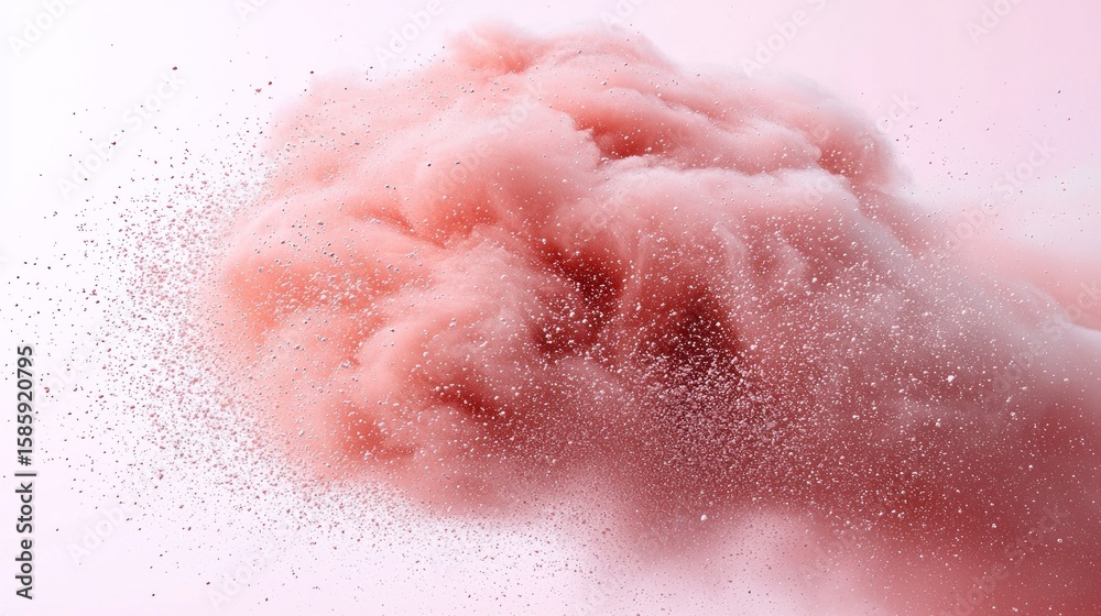 Fototapeta premium Pink cloud of fluffy material, scattering