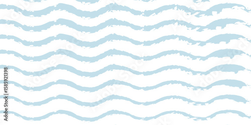 Seamless Wave Pattern, Hand drawn water sea vector background. Wavy beach print, curly grunge paint lines, abctract ilustration.