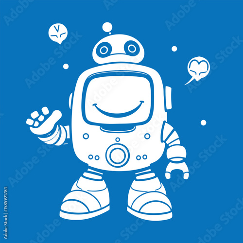 Robot with smiling screen vector design concept illustration.