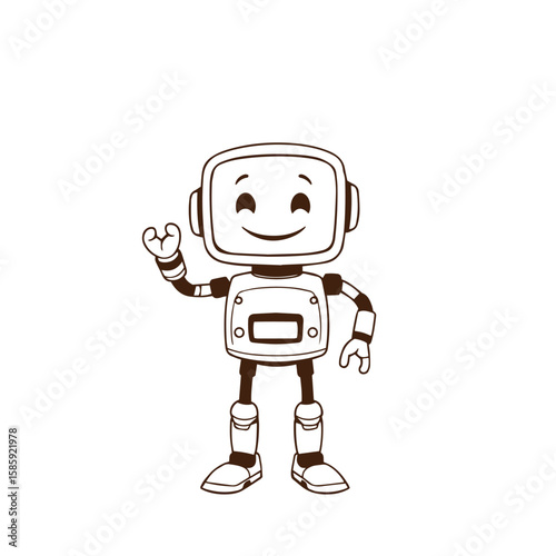 Robot with smiling screen vector design concept illustration.