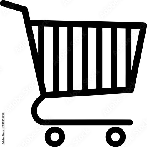 Online business concepts featuring a shopping cart icon with sale items and an e-commerce buy button symbol for web store retail