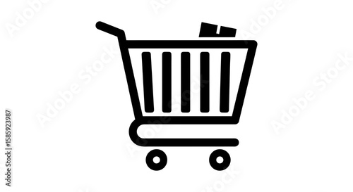 The 3D shopping cart icon symbolizes e-commerce business and retail sales on the web