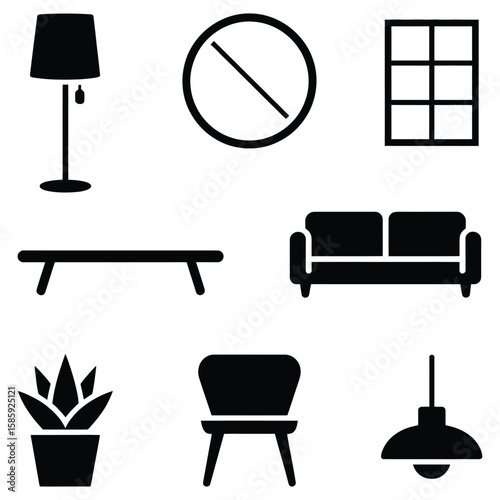 Floor lamp sofa chair table plant window pendant light