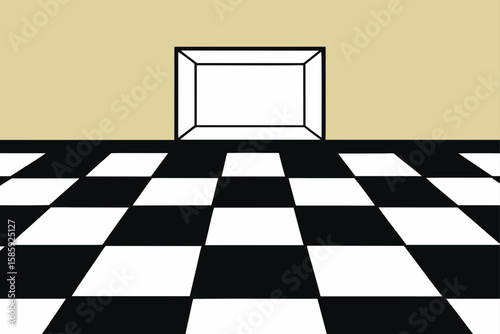 black and white checkered tile floor in retro