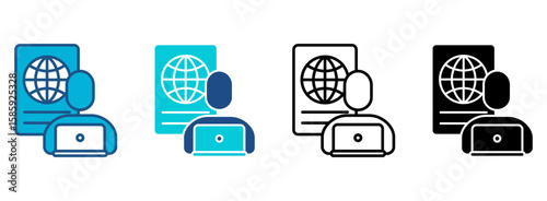 Nomad Visa Icon Set With Multiple Styles. Vector Illustration