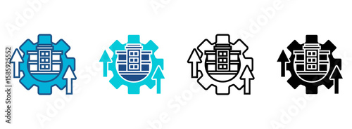 Development Icon Set With Multiple Styles. Vector Illustration