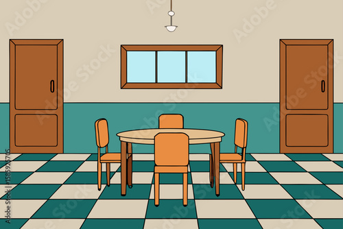 heritage house dining room with tile floor