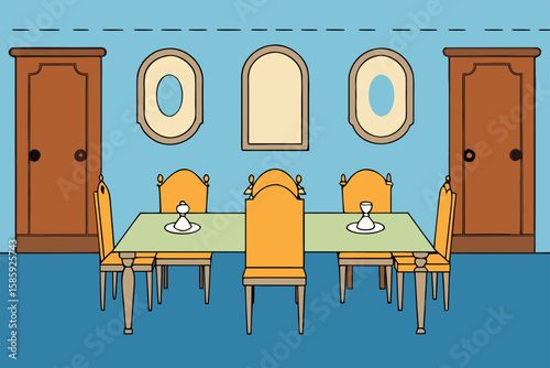 historical european townhouse dining space with