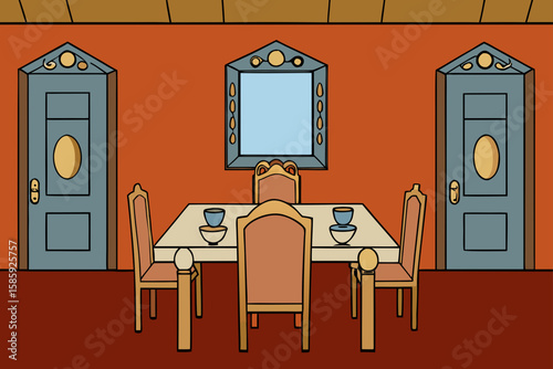 historical european townhouse dining space with