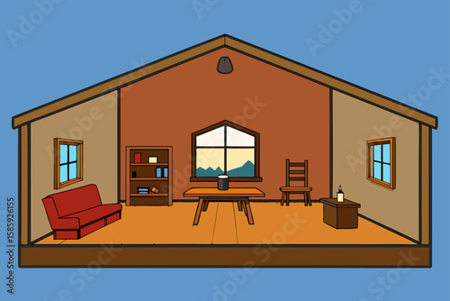 refined cabin interior with open space and solid