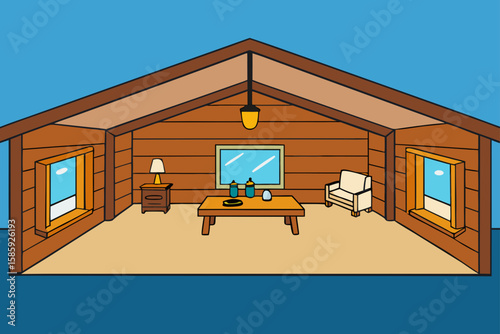 refined cabin interior with open space and solid