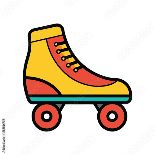 retro roller skate doodle style on white