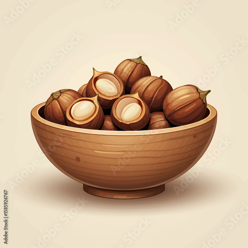 Wooden Bowl of Chestnuts in Autumnal Warmth