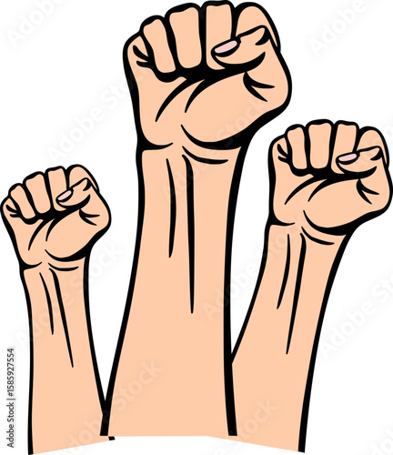 Hands and Fist in Air