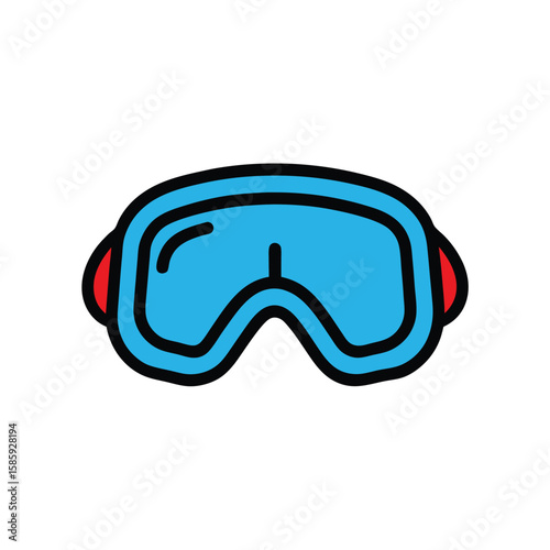 ski goggles doodle style on white vector illustration