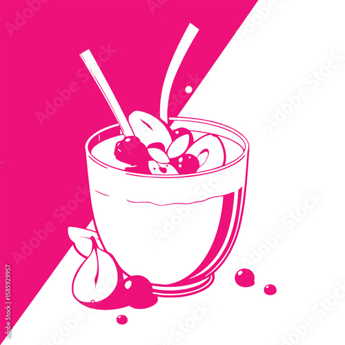 Smoothie bowl with toppings vector design concept illustration.