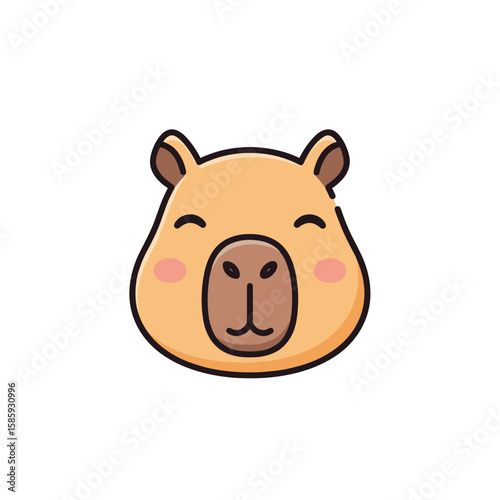 Adorable capybara face illustration with cute cheeks and happy expression