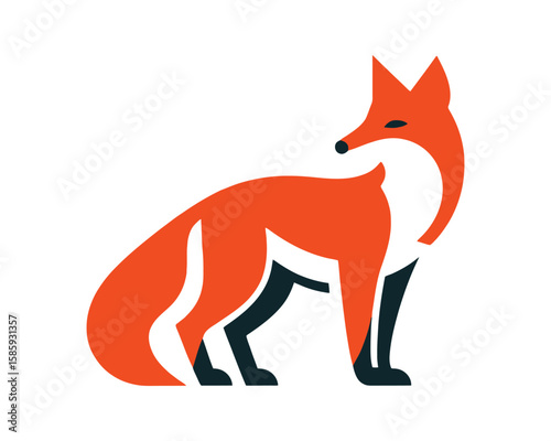 Stylized fox vector illustration with geometric shapes