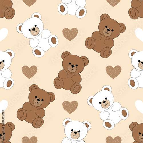 Adorable teddy bear pattern cute soft playful friends for kids and nursery design