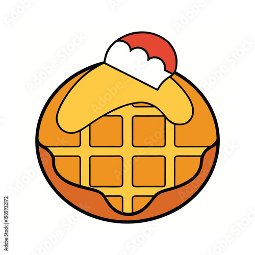 waffle with butter hat doodle on white 